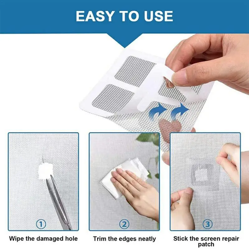 6pcs Home Screen Window Repair Subsidy Door Repair Subsidy Hole Repair Net Anti-Mosquito Screen Window Magiic Paste Hole Repair