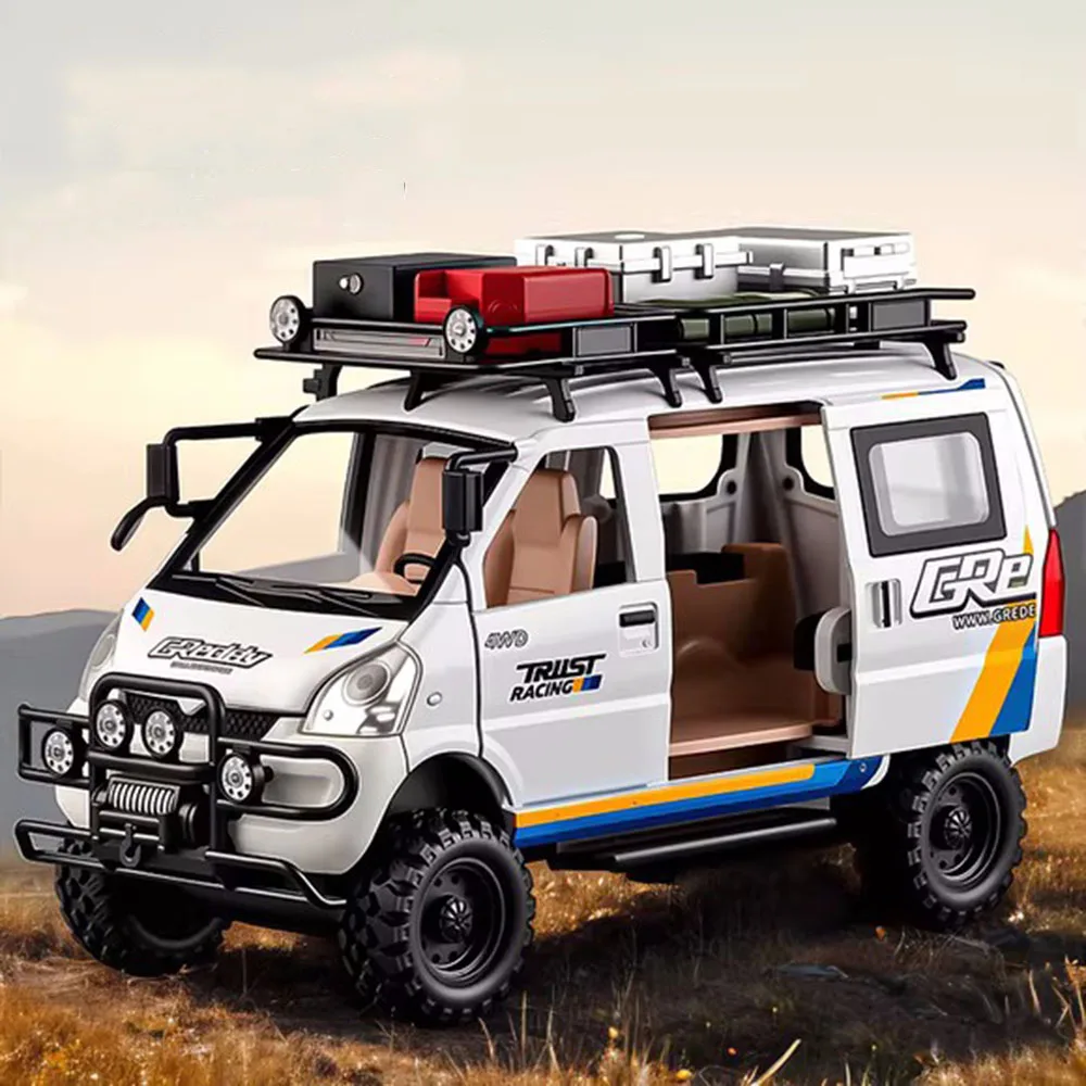 

1:24 игрушки WULING RongGuang, модели автомобилей, литые под давлением двери из сплава, открытые миниатюрные фургонные колеса, токарные транспортные средства для детей, подарки для взрослых