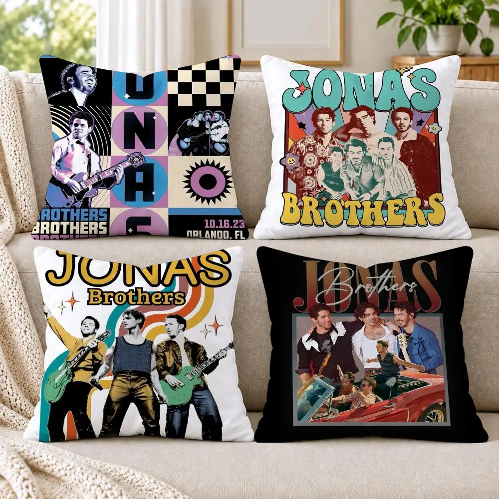 J-JONAS B-BROTHERS Cushion Cover Short Plush Double-Sided Printing Sofa Bedroom Living Room Throw Pillow Cover Home Decor