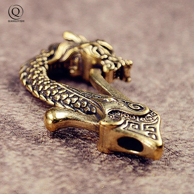 Brass Dragon Head Keychain Antique Craft Key Chains Lobster Clasps Keyring Waist Buckle Copper Vintage Car Key Holder