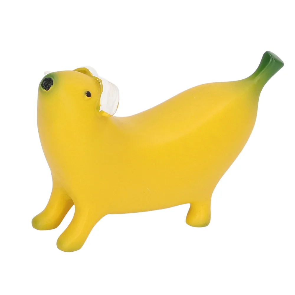 Cute Resin Banana Dog Sculpture Yellow Small Size Banana Dog Statue Lightweight Banana Dog Art Decoration for Garden