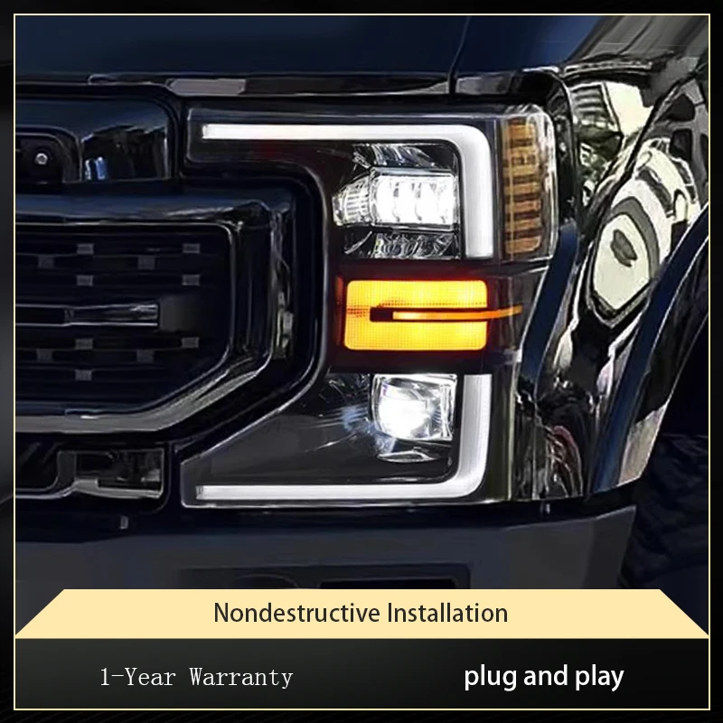 

Auto Headlights For Ford F250 2020-2024 Xenon Front Lamp LED Bulbs DRL Upgrade Head Light Projector Lens Car Accessories Tools