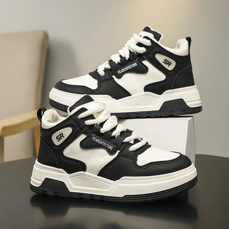 

Luxury Leather Children High Top Shoes Boy Sneaker Autumn PU Kids Casual Sports Shoes for Big Boy Size 35-39