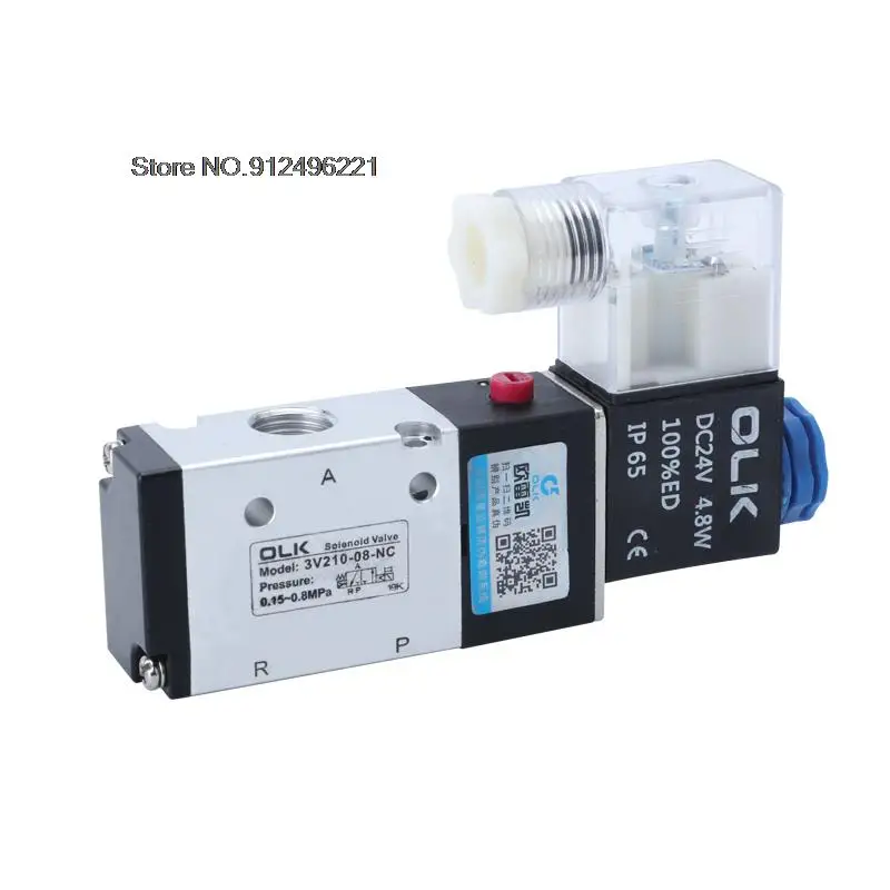 3V210-08 Pneumatic Electric Solenoid Valve 3 Way 2 Position Control Air Gas Magnetic Valve 12V 24V 220V Coil Volt Hose Fittings