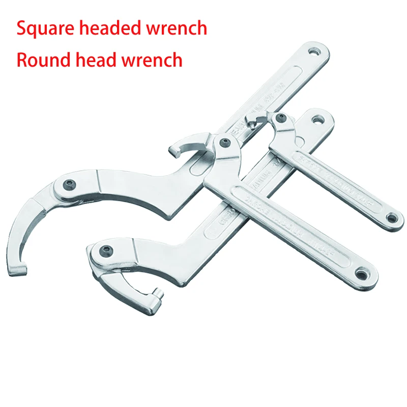 Adjustable Wrench Hook Spanner Square/Round Head CR-V Spanner For Round Bolt  Maintenance Dismantling Tools 19-51/32-76/51-120mm