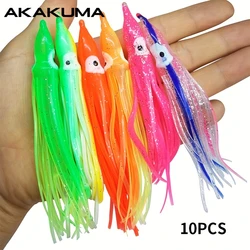 10PCS Rubber Inktvis Rokken 8cm 10cm 12cm Octopus Zachte Vissen Lokt Tonijn Zeilvis Aas Mix kleuren