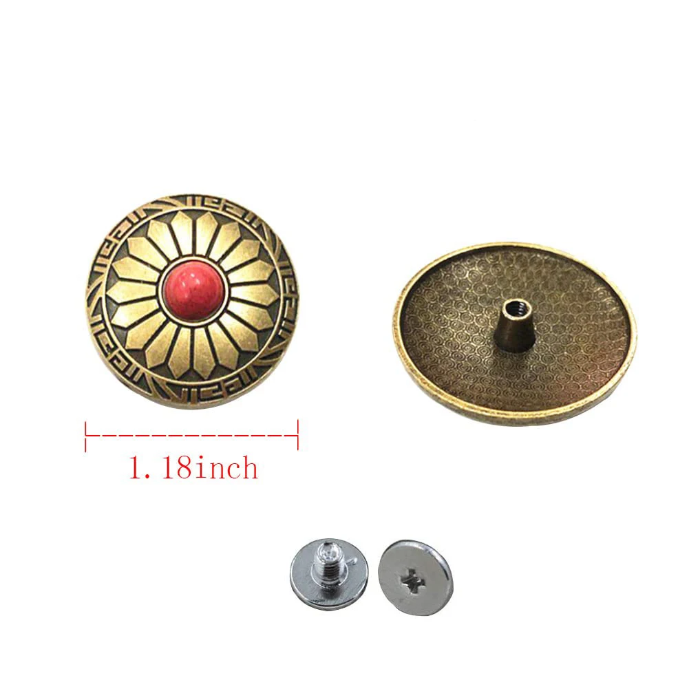 5 Set Leather Craft Decorate Conchos Button Fastener Press Stud Screwback Craft For Clothes Garment DIY Decoration Accessories