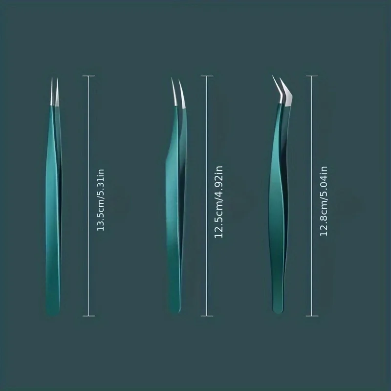 ステンレス鋼眉毛ピンセットセットまつげ除去用メイクアップツール長持ち防錆、グラフトピンセット、フェザークランプ