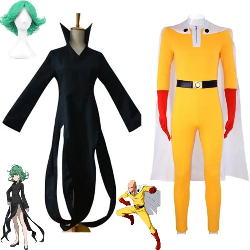 x,3;f\6;h/NewAnime One Punch Man Saitama 31TM Senritsu No Tatsumaki Cosplay Costume Halloween Japanese Black Dress Wig6;j'3\y,8/ view 4