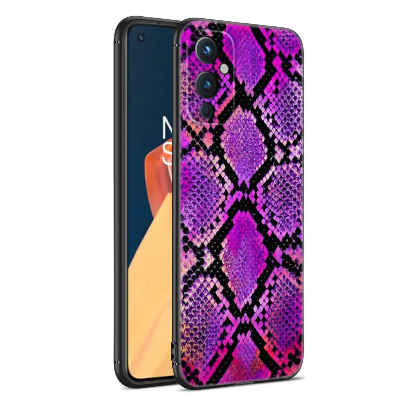 Sexy Python Snake Skin Black Silicone Phone Case For OnePlus 9 10 11 12 ACE 2V Pro 9RT 10T 10R Nord CE 2 3 Lite N10 N20 N30 5G