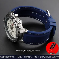 Watch strap for TIMEX Tidal Compass series T2N721 T2N720 sports waterproof silicone watch strap with 24-16mm raised mouth