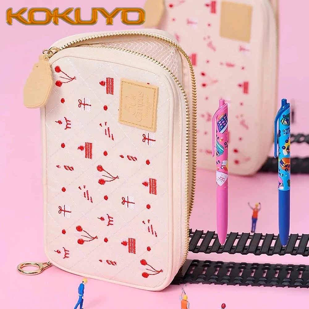 1PC New 2025 Japan KOKUYO Campus Limited Pencil Case Embroidered Storage Bag Makeup Bag Back To School Kawaii Stationery