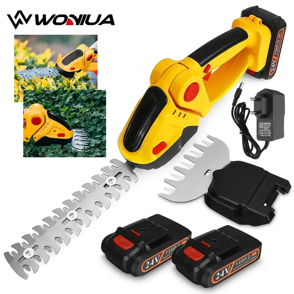 24V 2 in 1 Electric Hedge Trimmer 20000rpm Household Lawn Mower Garden Bush Scissors Grass Scissors Power Tools