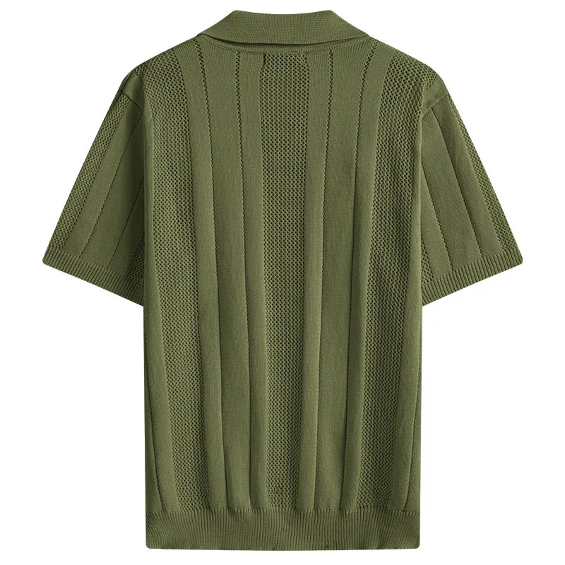Men Short Sleeve Knit Polo Shirt  T-Shirt Summer Casual  Loose Fit Comfortable Colour Blocking Compassionate Comfortable