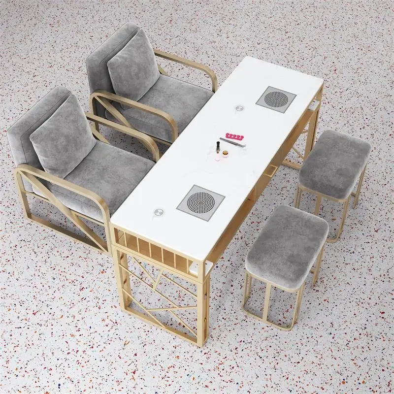 

Nordic Simple Style Nail Tables Japanese Iron Art Glass Tabletop Multifunction Nail Tables Storage Reception Desk Furniture FYMT