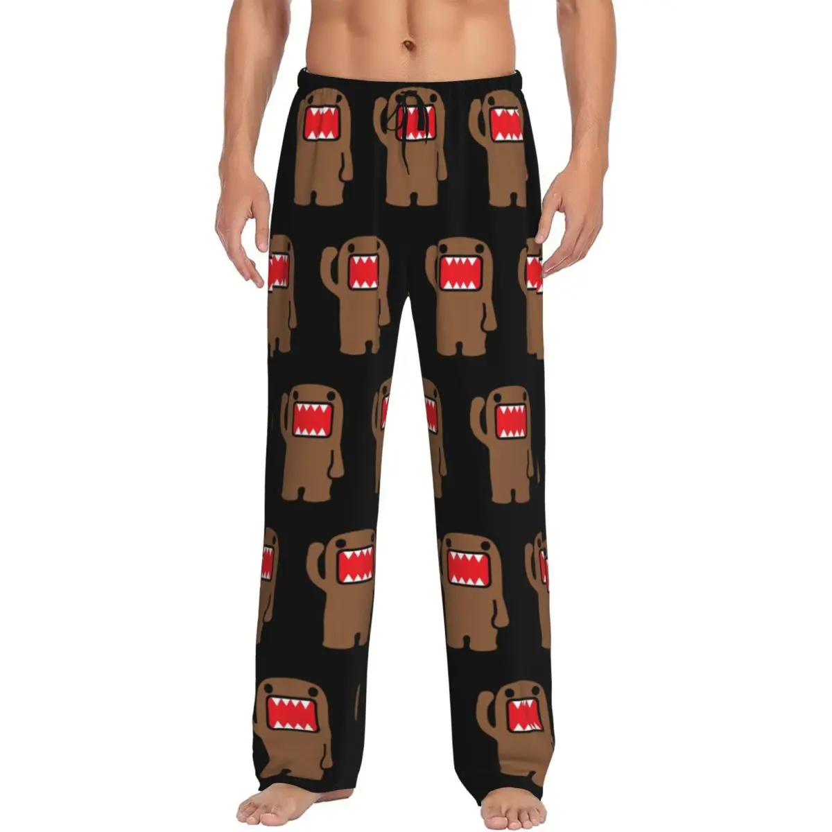 

Custom Domo Kun Pajama Pants Men's Anime Lounge Sleep Drawstring Sleepwear Bottoms with Pockets