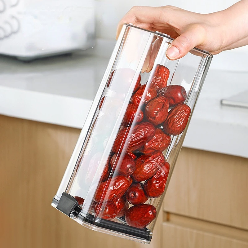 Plastic Storage Box Transparent Food Storage Containers Cereal Dispenser Spice Jars Refrigerator Kitchen Organizers for Pantry