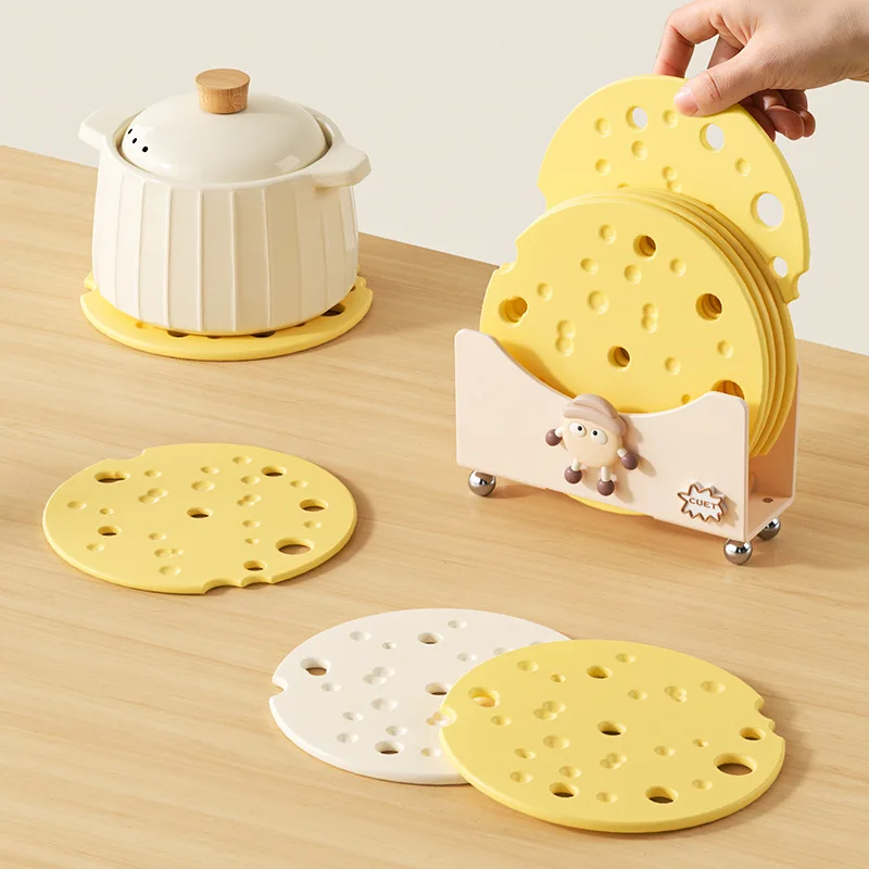 

Cheese Silicone Heat Resistant Placemat for Kitchen Pot Holder Durable Coaster Non Slip Tableware Pad Bowls Cups Mat Table Pad