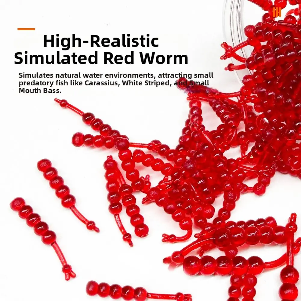 Soft Plastic Maggot Lure Red Worm Bait 2-3cm Biomimetic Segmented Design For Trout Bluegill Perch Ice Fishing