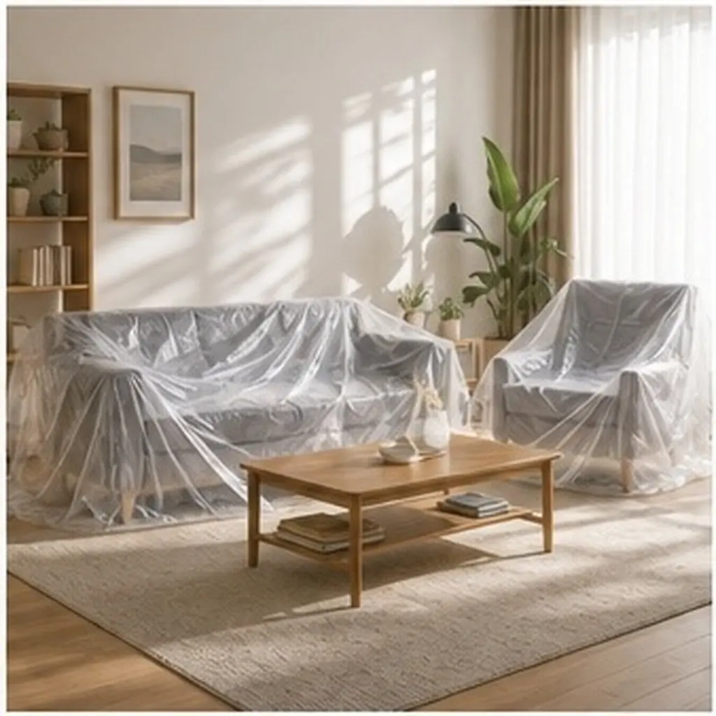 2Pcs Moisture Dust Protection Clear Furniture Cover Transparent Pe Sofa Couch Protector Home Outdoor Use Large Plastic Bag