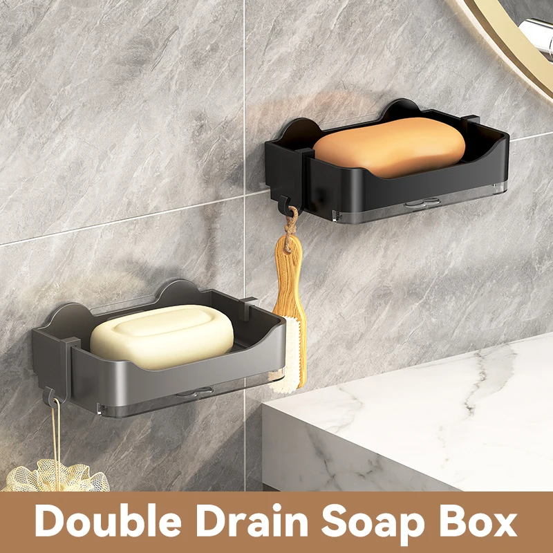 Aluminum Alloy Soap Holder Without Drilling Bathroom Soap Dish With Drain Water Wall Soap Dish Organizer Bathroom Accessories