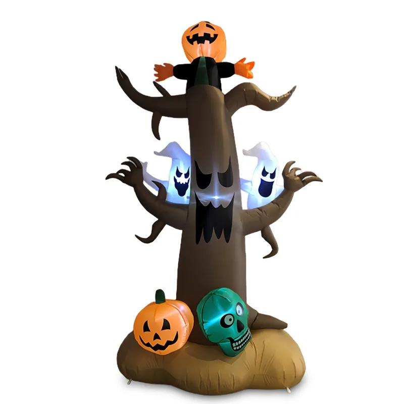 8Ft/240cm Halloween decoration inflatable horror ghost tree pumpkin ghost skull Outdoor courtyard luminous air model props