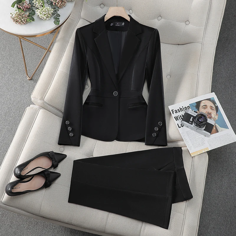 NAVIU Pink White Black Office Ladies Spring New Pant Suit Women Female Business Work Wear Blazer and Trouser Formal 2 Piece Set