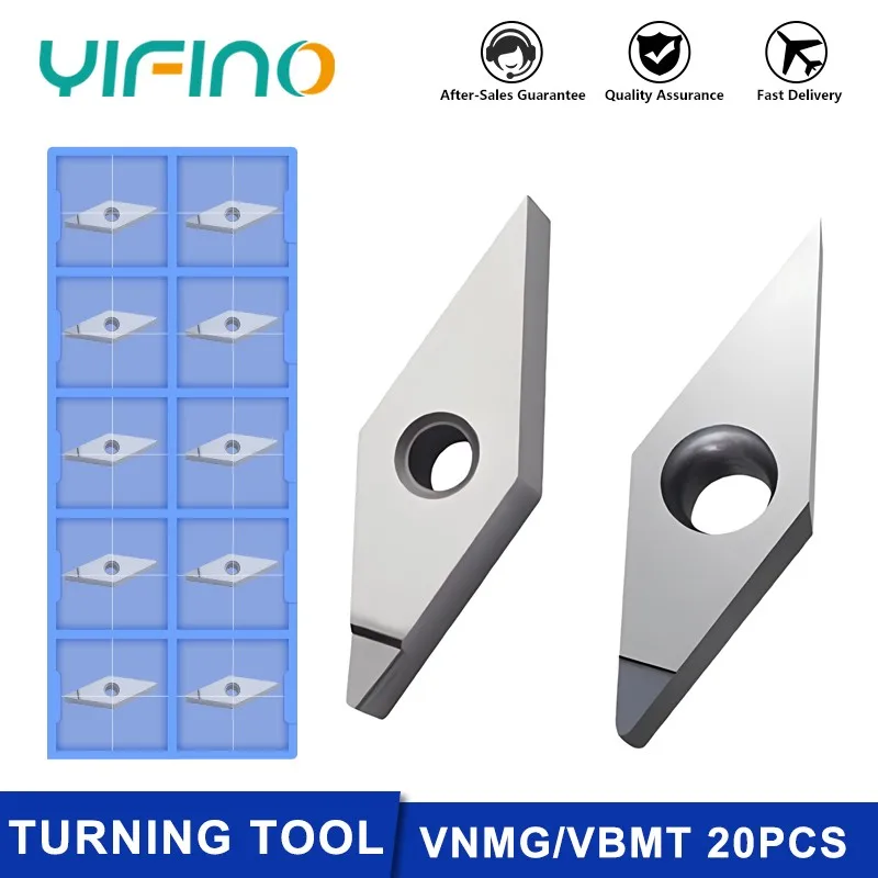 YIFINO PCD Diamonds CNC Turning Tools VNMG/VBMT 20PCS Milling Insert  For Aluminum Bronze/Hardened Steel Cutter Blade