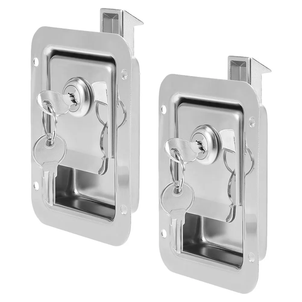 2 قطعة قفل لوحة الثقيلة الفولاذ المقاوم للصدأ فلوش جبل ل Rv الحصان مقطورة أدوات مزلاج الباب قفل مجداف إمدادات السيارة #4