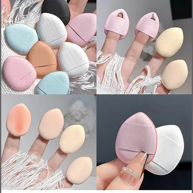 50 pçs mini pó puffs esponja maquiagem pufmini esponja de maquiagem mini puff dedo puff pó translúcido esponjas maquiagem em pó