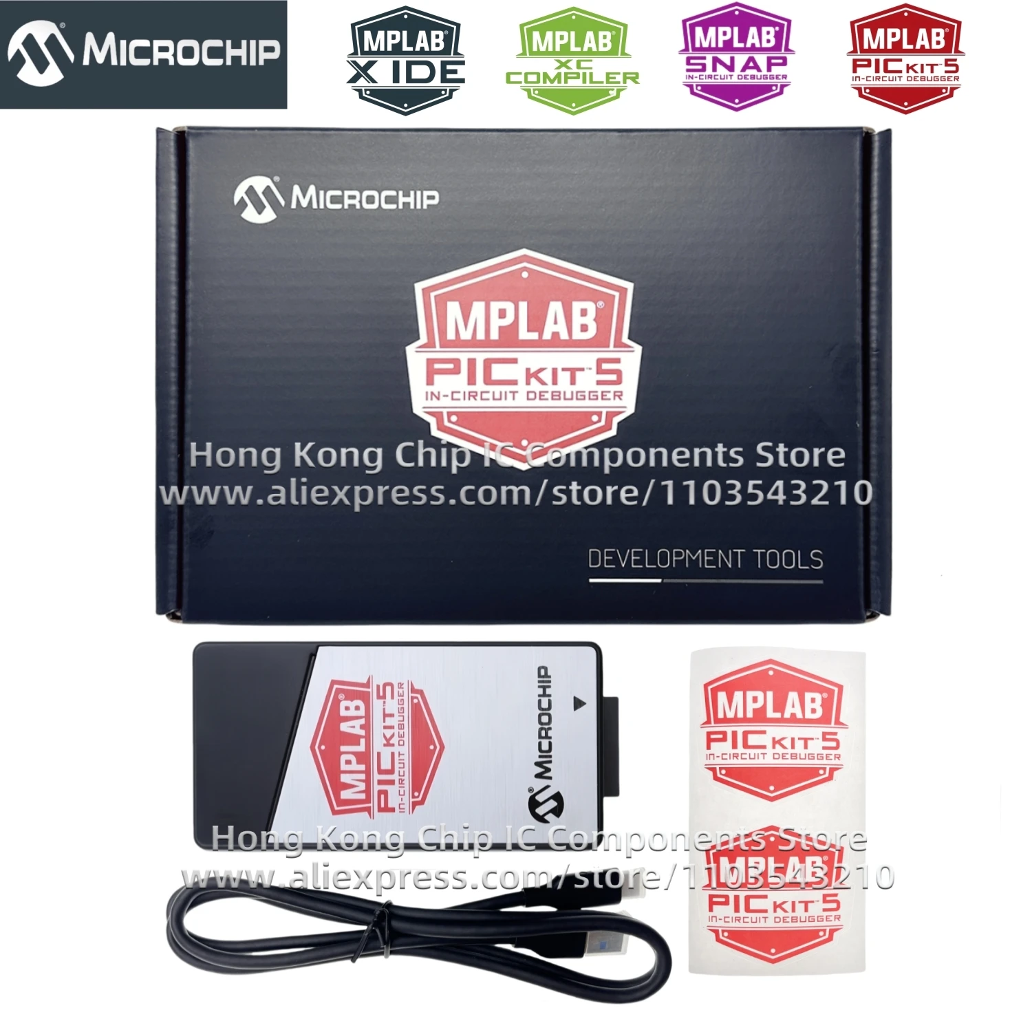 1 قطعة/الوحدة هونغ كونغ MPLAB PICkit 5 PG164150 عبر الإنترنت مصحح الأخطاء المبرمج PIC dsPIC AVR SAM 100% جديد وأصلي