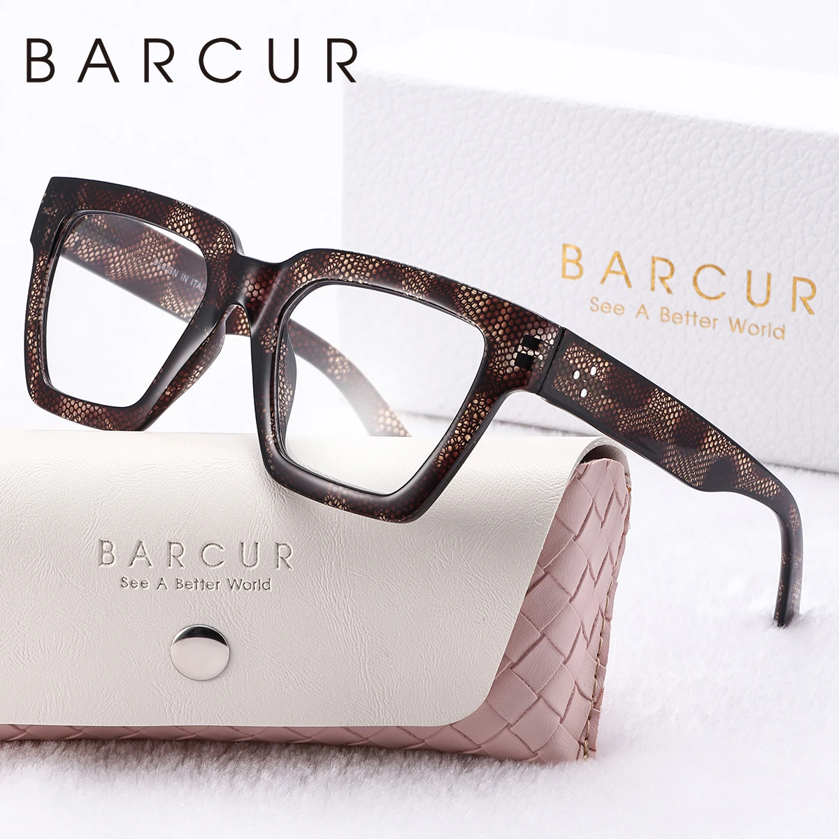 BARCUR Blaue quadratische Damen-Lesebrille, großer PC, dicker Rahmen, mehrere Grad optional, Herrenbrille, weiße Geschenkbox – Detail 7