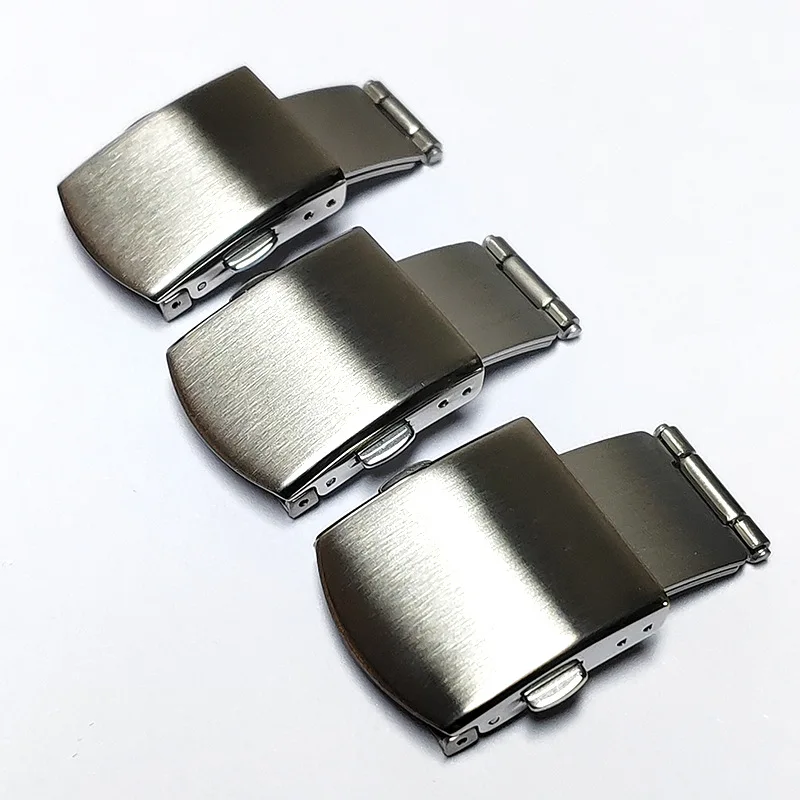 High Quality 304 Stainless Steel Brushed Watch Buckle 18mm 20mm 22mm Double Press Folding Clasp Matte Universal Band Accessories