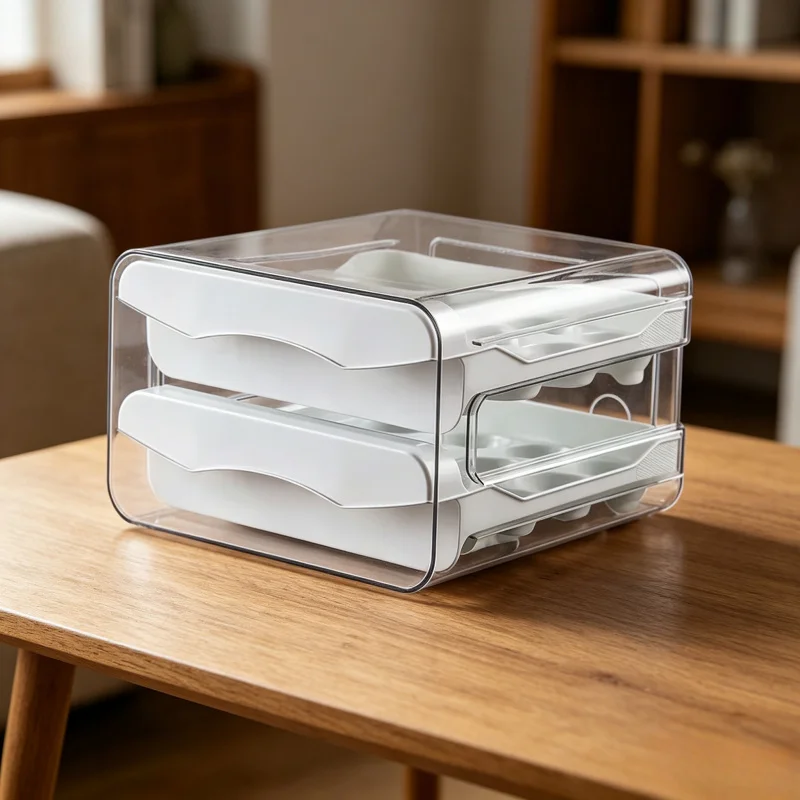 Kitchen Automatic Rolling Egg Rack Refrigerator Rolldown Egg Dispenser Egg Storage Box Basket Holder Household Organizer