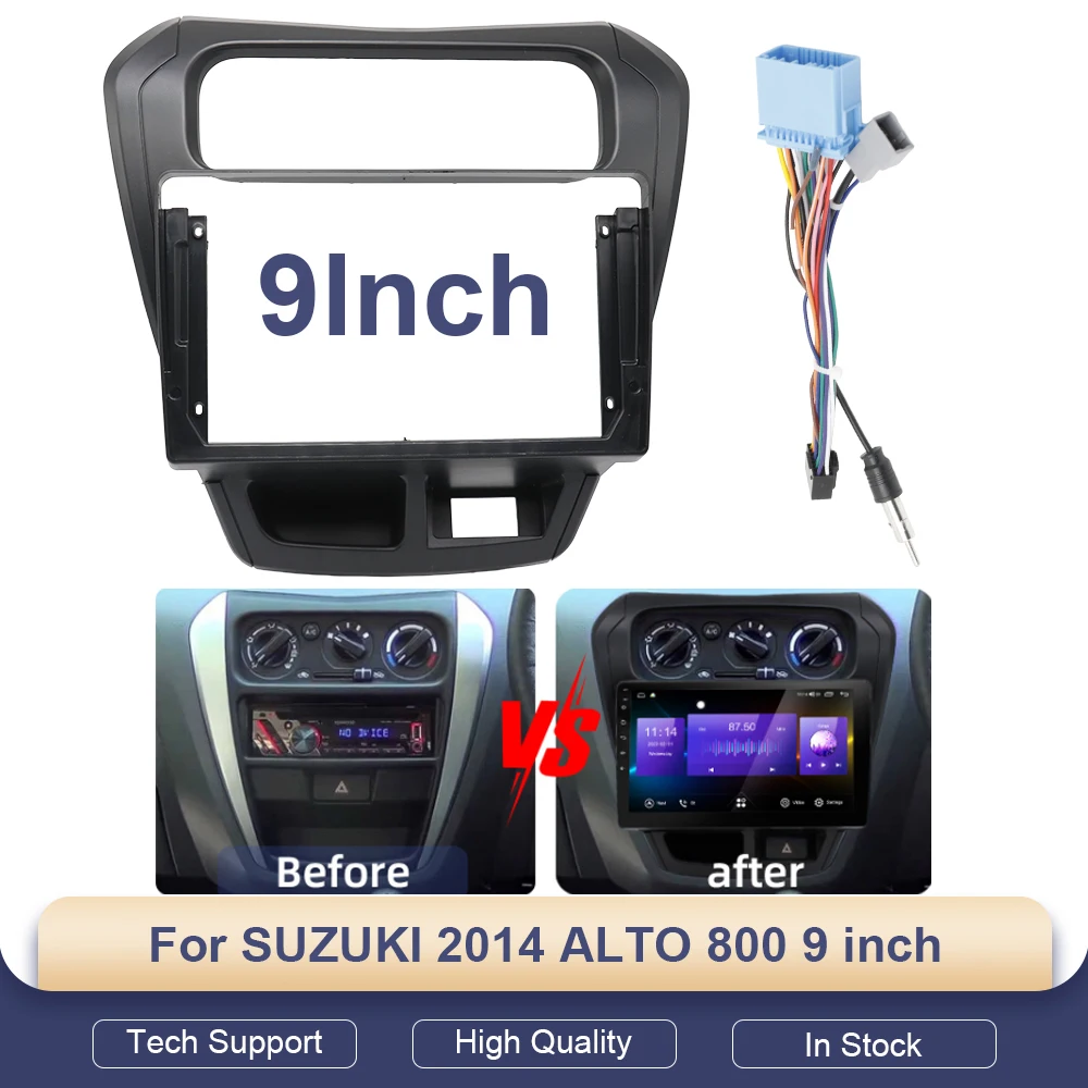 

9 Inch Car Radio Fascia Frame For Suzuki Alto 800 2014 Stereo Panel Wire Harness Canbus Decoder Kit
