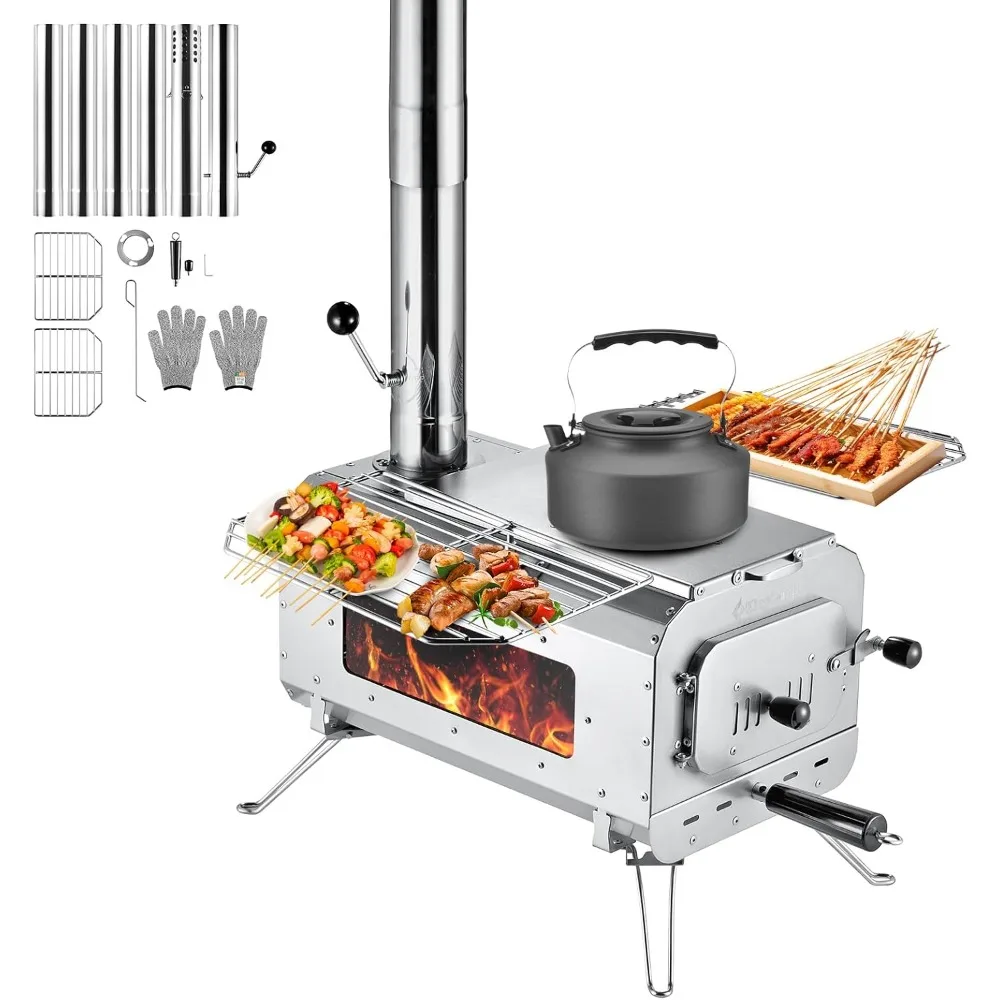 

KingCamp Collapsible Camp Stove, Large Firebox Model, Ideal for Winter Tent and Cabin Heating