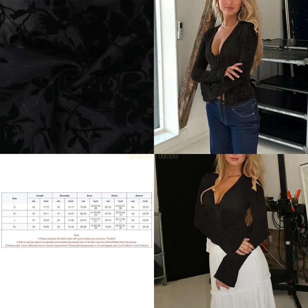 

31BF Sophisticated Flared Cuffs Top Sheer Design Easy Care Polyester Women’s Shirt Spring and Summer Wardrobe Essential