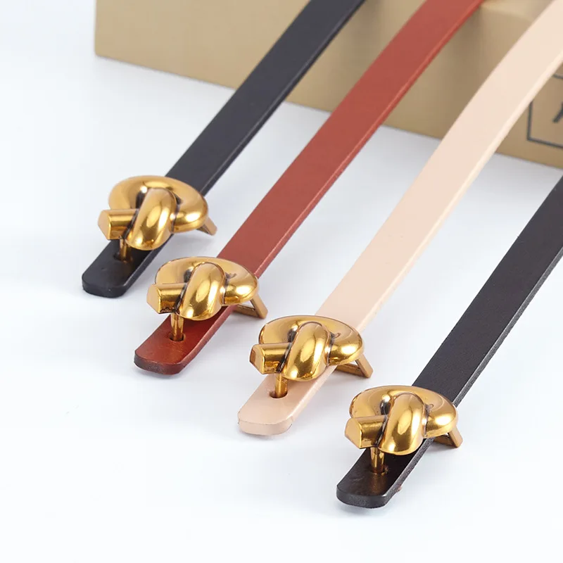 Leather Belt Female Fashion Decoration Advanced Sense Alloy Simple Belt Top Layer Cowhide Belts for Women