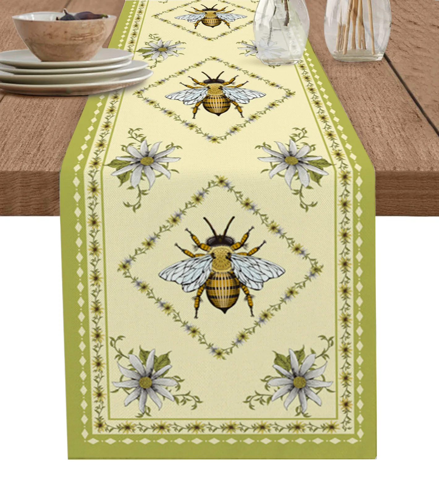 

Daisy Flower Butterfly Linen Table Runners Kitchen Table Decoration Accessories Dining Table Runner Wedding Party Supplies