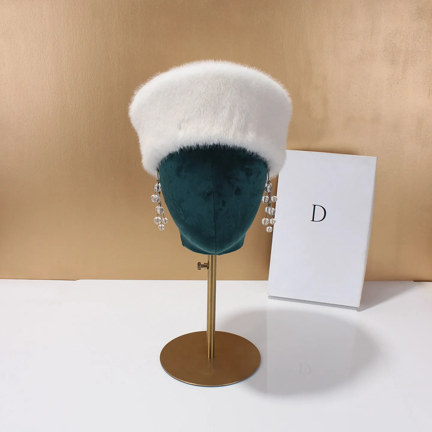 British Retro Plush Women Winter Warm Hat Elegant Styling Solid Color Furry Pillbox Hat Daily Commuting Party Beret