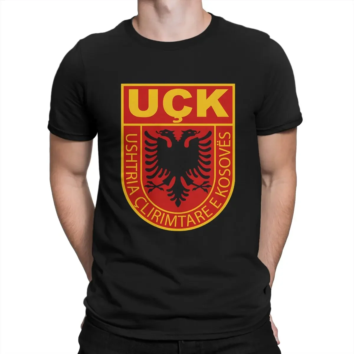 Uck T-Shirt for Men Albanian Eagle Humorous Pure Cotton Tee Shirt O Neck Short Sleeve T Shirts New Arrival Clothing