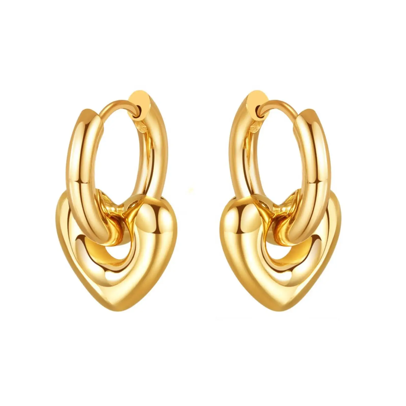 Herzförmige Creolen aus Edelstahl, Stern-Ohrhänger, Modeschmuck, Geschenk für Frauen – Detail 3