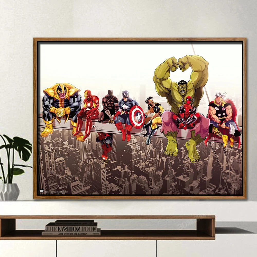 MINIS Disney Superhero Canvas Poster Spiderman Hulk Iron Man Canvas Painting Wall Art Avengers Theme Room Decor Children's Gifts