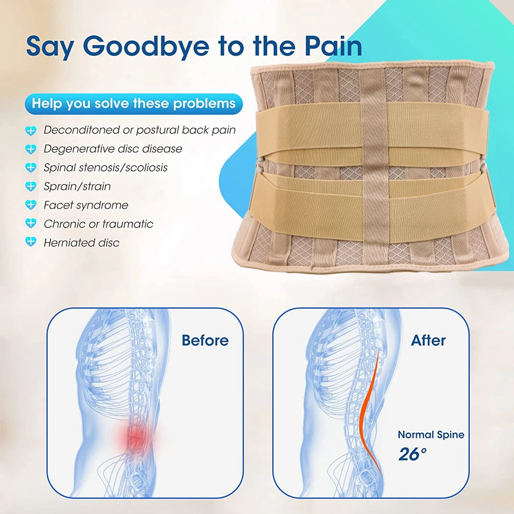 1PCS Back Brace Support Belt - Lumbar Support Brace for Lower Back Pain, Herniated Disc- Adjustable Support Straps for Men & Wom