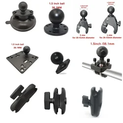 1 or 1.5 inch Rubber Ball Mount to Aluminum Motorcycle Round Square Mounting Base for Gopro Camera Cellphones