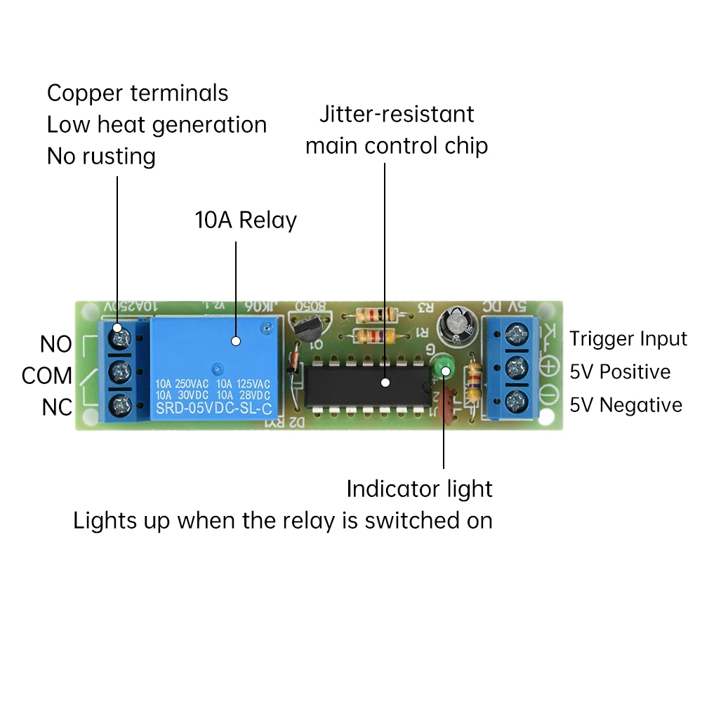 DC 5V Flip-Flop Latch Relay Module 1 Channel Bistable Self-locking Switch High Level Trigger Board