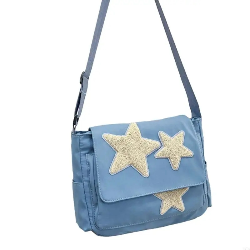 Crossbody Bag with Star Pattern Shoulder Bag Fashion Canvas Bag Large Capacity Bags for Student Versatile Bag 547A