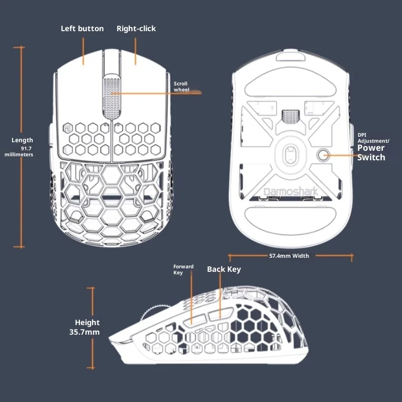 يشير الهواء Hot Darmoshark M5 إلى يد صغيرة مزورة من ألياف الكربون 31 جرام لعبة ماوس لاسلكية خفيفة الوزن هدايا مفاجئة للمكتب المباشر #6