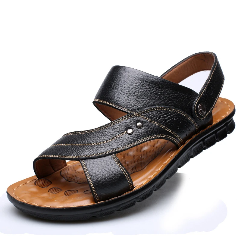 Sandalias de cuero para hombre adulto, Chanclas de playa, zapatos de marca Original, tendencia, cómodas, verano, 2024