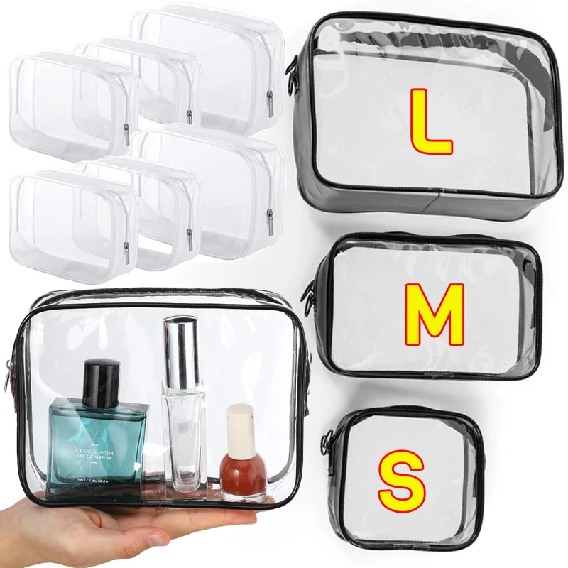

3Pcs Transparent PVC Toiletry Bags Waterproof Bathroom Storage Bag Travel Makeup Pouch Cosmetics Organizer Pouch Tote Bags